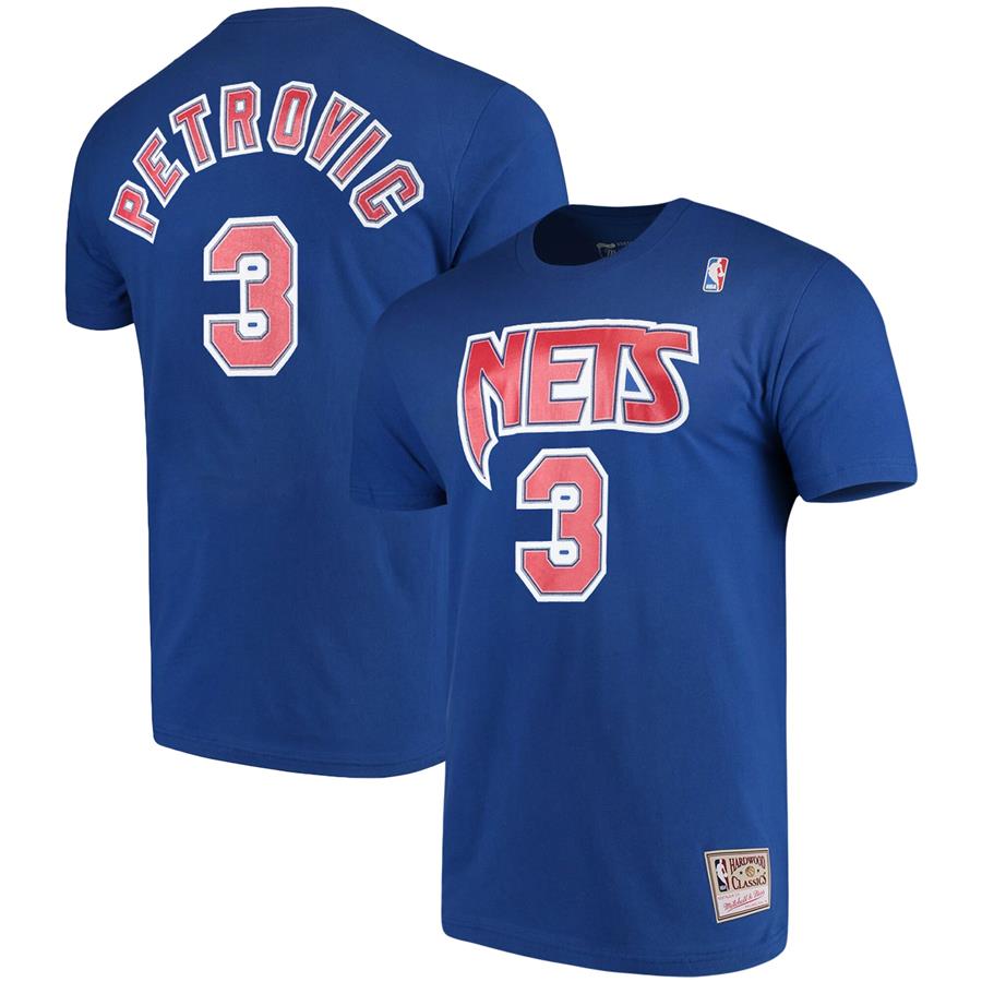 Drazen Petrovic Brooklyn Nets Mitchell & Ness Hardwood Classics Name & Number Player T-Shirt - Royal