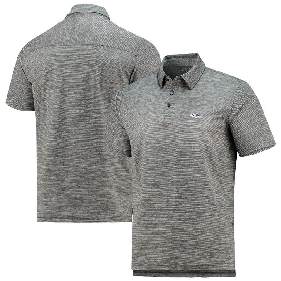 Baltimore Ravens Vineyard Vines Destin Stripe Sankaty Polo - Charcoal