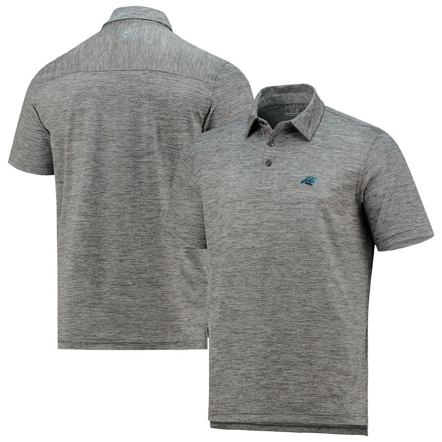 Carolina Panthers Vineyard Vines Destin Stripe Sankaty Polo - Charcoal