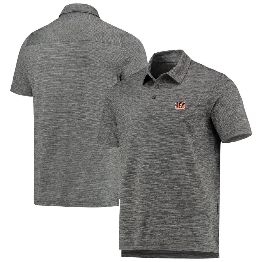 Cincinnati Bengals Vineyard Vines Destin Stripe Sankaty Polo - Charcoal