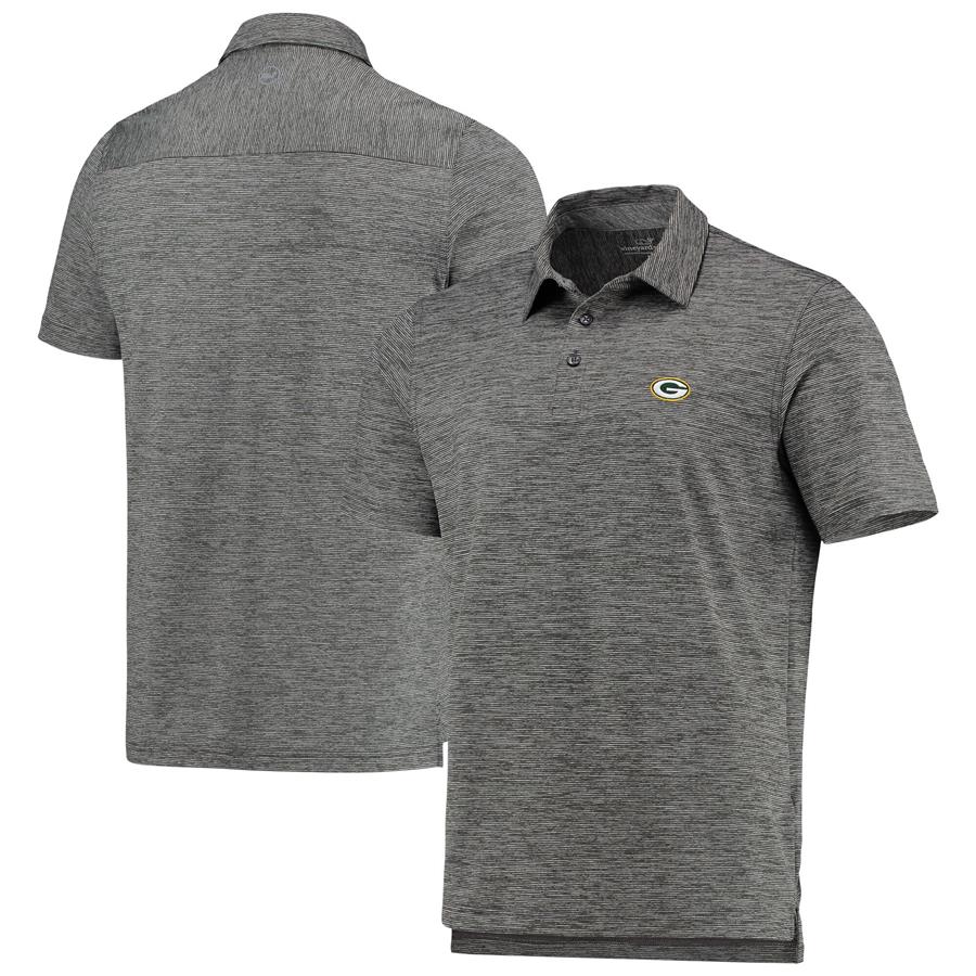 Green Bay Packers Vineyard Vines Destin Stripe Sankaty Polo - Charcoal