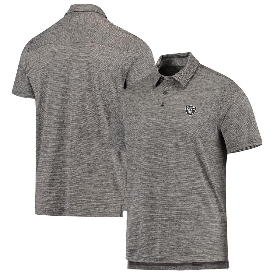 Las Vegas Raiders Vineyard Vines Destin Stripe Sankaty Polo - Charcoal