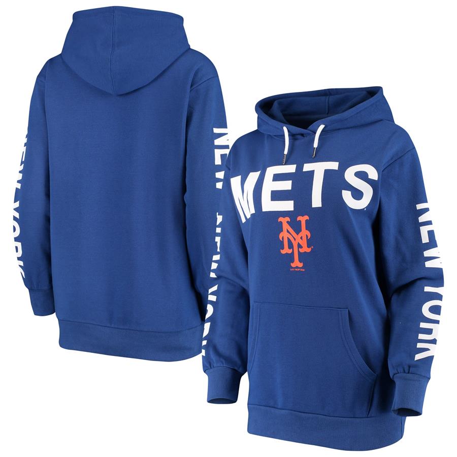 New York Mets G-III 4Her by Carl Banks Women's Extra Inning Colorblock Pullover Hoodie - Royal