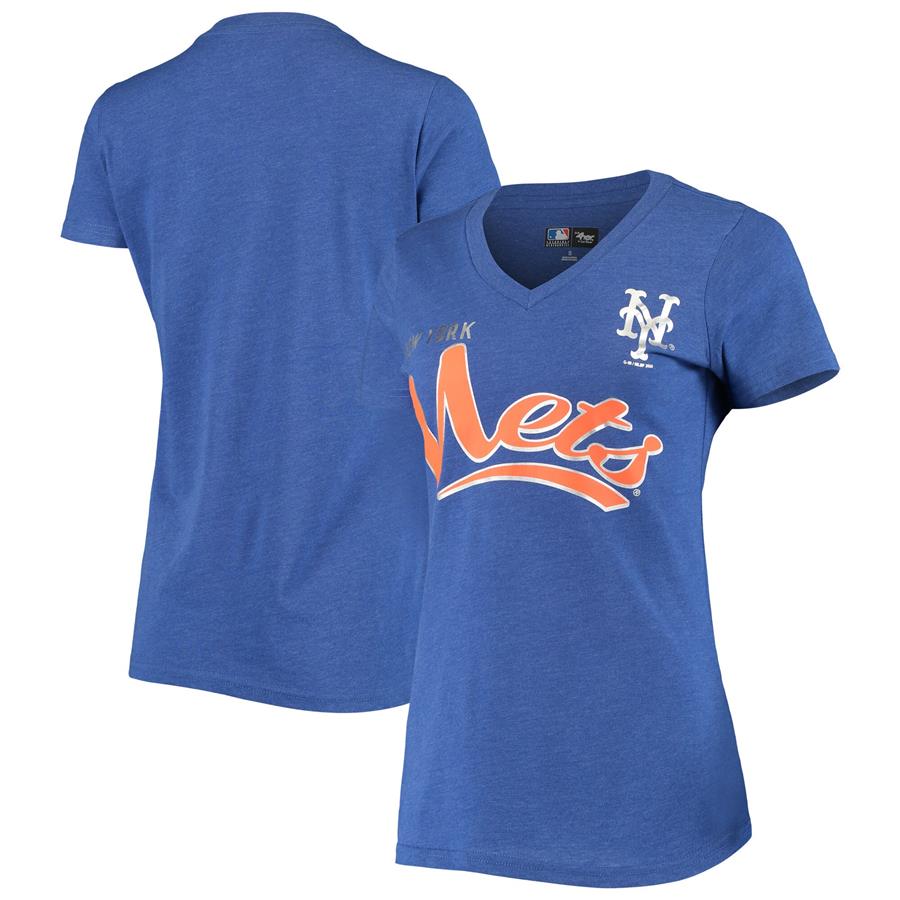 New York Mets G-III 4Her by Carl Banks Women's Good Day V-Neck T-Shirt - Heathered Royal