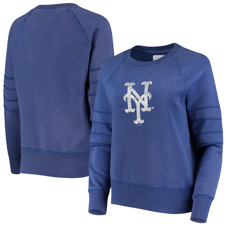 New York Mets Touch Women's Bases Loaded Scoop Neck Sweatshirt - Royal