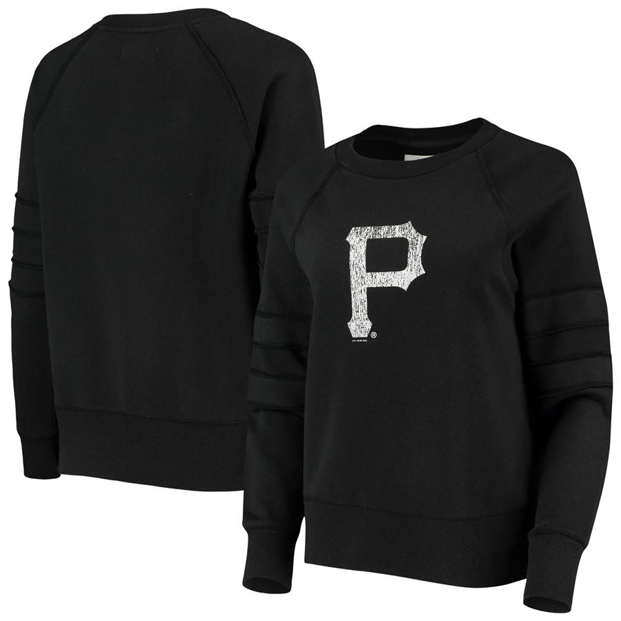 Pittsburgh Pirates Touch Women's Bases Loaded Scoop Neck Sweatshirt - Black