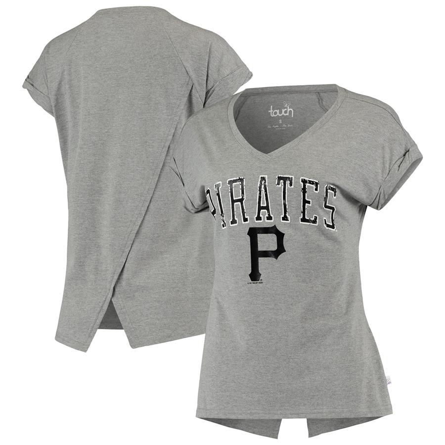 Pittsburgh Pirates Touch Women's Power Play V-Neck T-Shirt - Gray