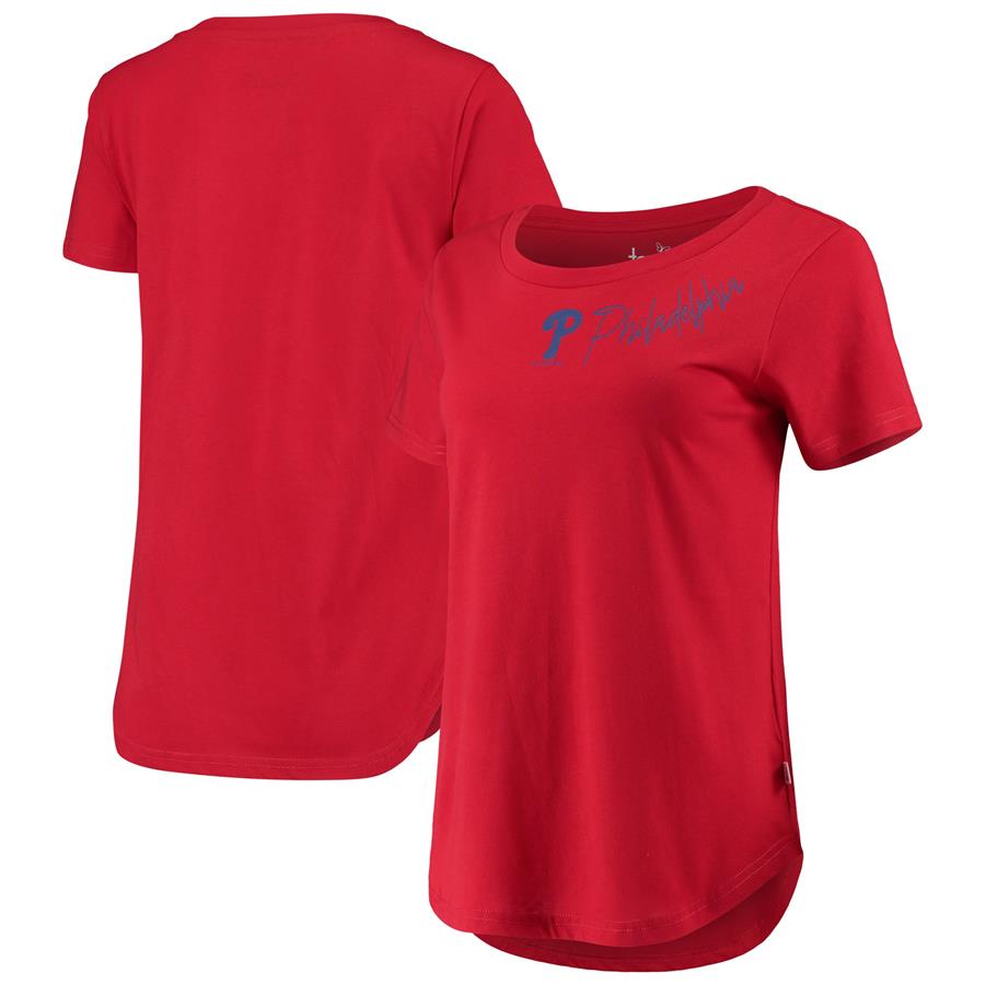 Philadelphia Phillies Touch Women's Starting Lineup Tri-Blend Scoop Neck T-Shirt - Red