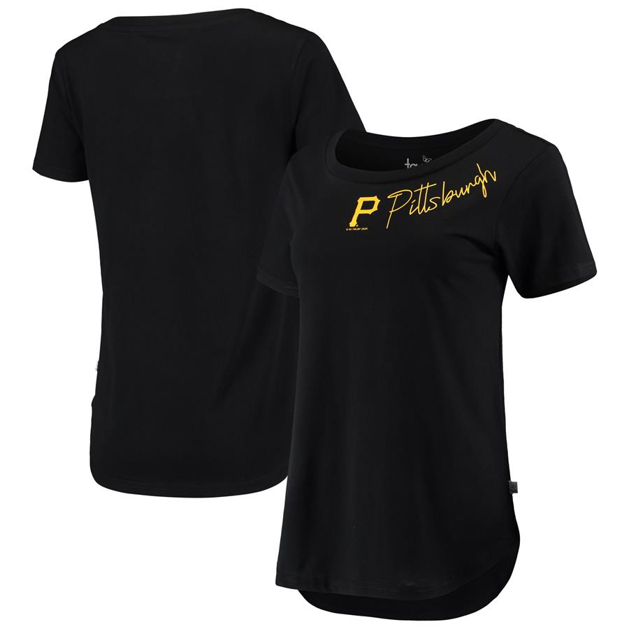 Pittsburgh Pirates Touch Women's Starting Lineup Tri-Blend Scoop Neck T-Shirt - Black