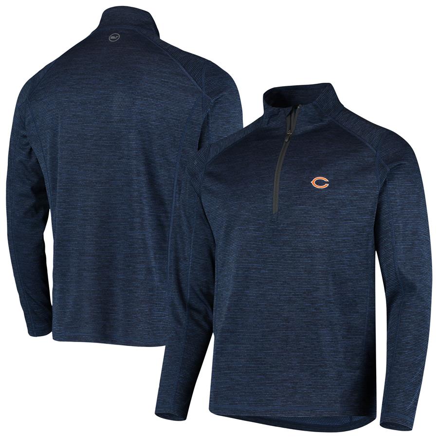 Chicago Bears Vineyard Vines Sankaty Striped Raglan Half-Zip Jacket - Navy