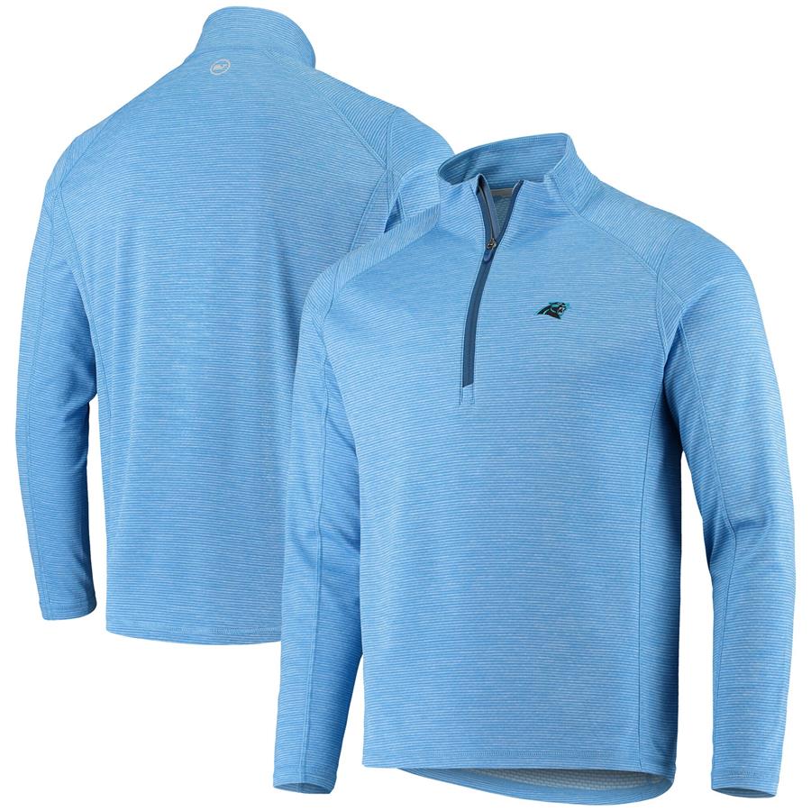 Carolina Panthers Vineyard Vines Sankaty Striped Raglan Half-Zip Jacket - Blue
