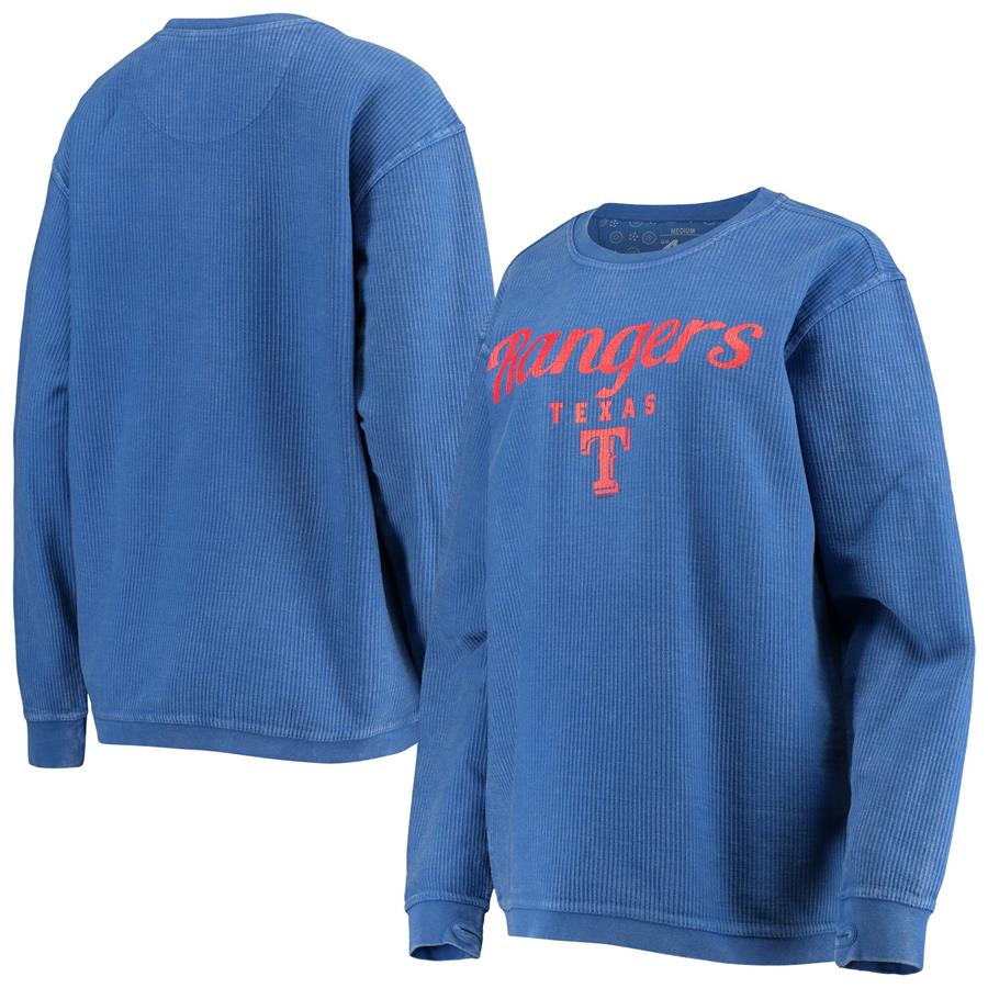 Texas Rangers G-III 4Her by Carl Banks Women's Comfy Cord Pullover Sweatshirt - Royal
