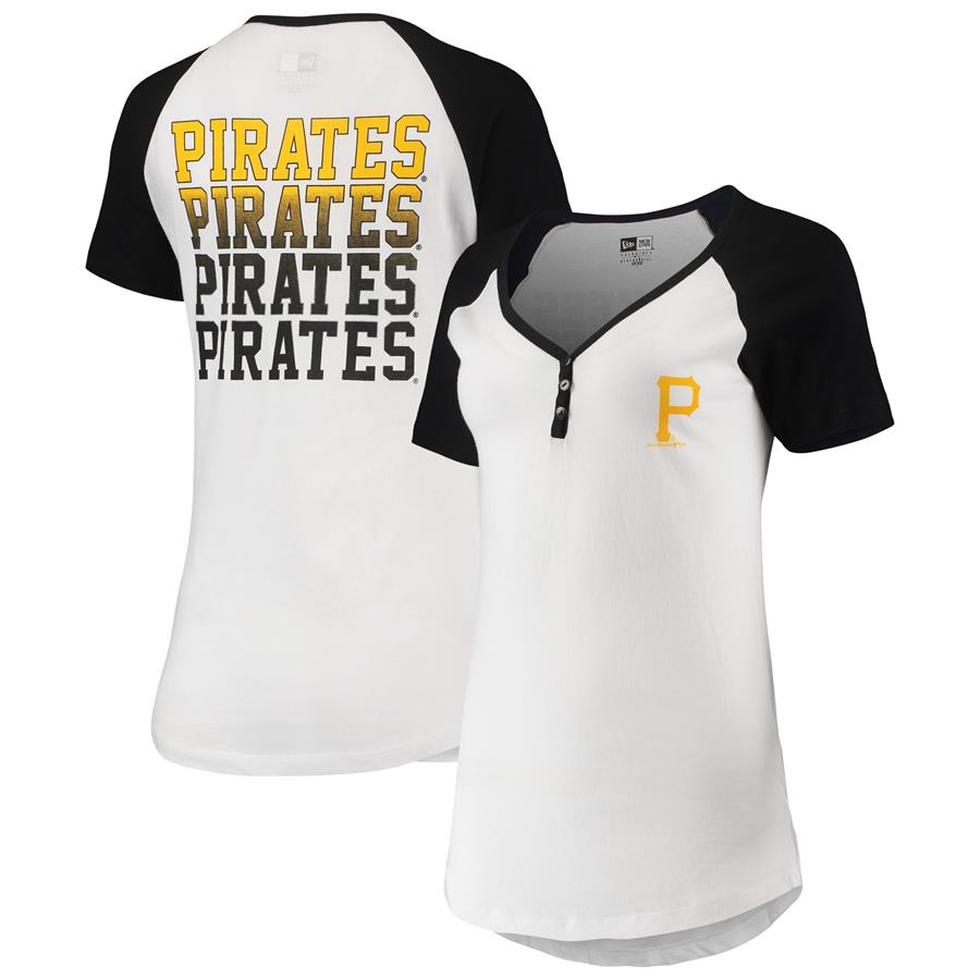 Pittsburgh Pirates New Era Women's Henley T-Shirt - White