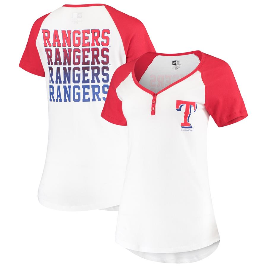 Texas Rangers New Era Women's Henley T-Shirt - White