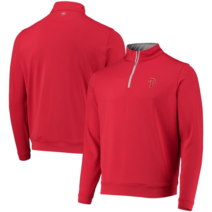 Philadelphia Phillies Peter Millar Perth Solid Stretch Quarter-Zip Jacket - Red