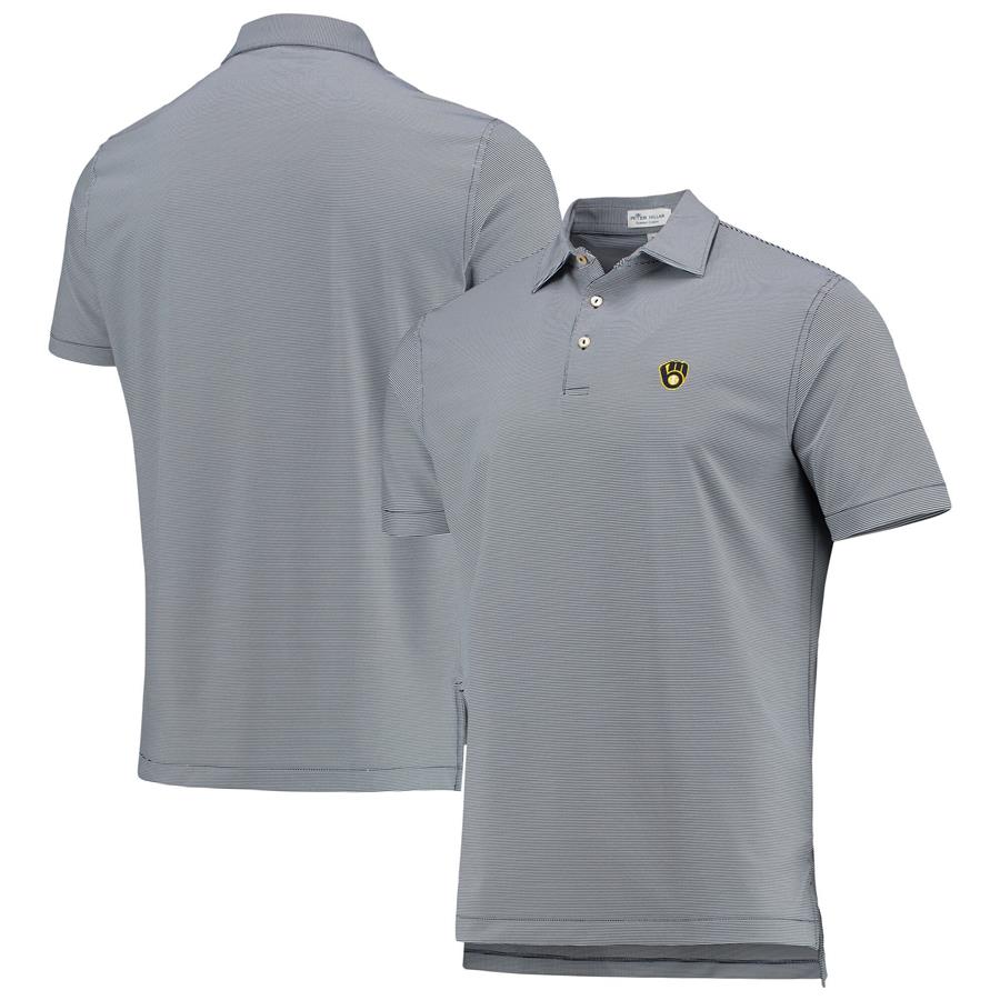Milwaukee Brewers Peter Millar Jubilee Stripe Polo - Navy