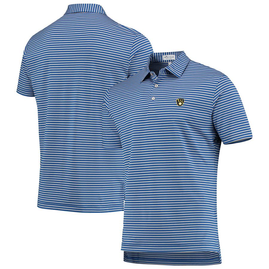 Milwaukee Brewers Peter Millar Mills Stripe Polo - Navy