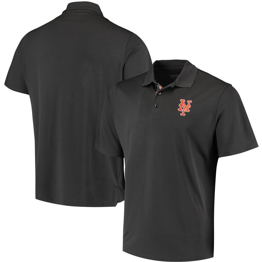 New York Mets Levelwear Omaha 2-Hit Polo - Charcoal