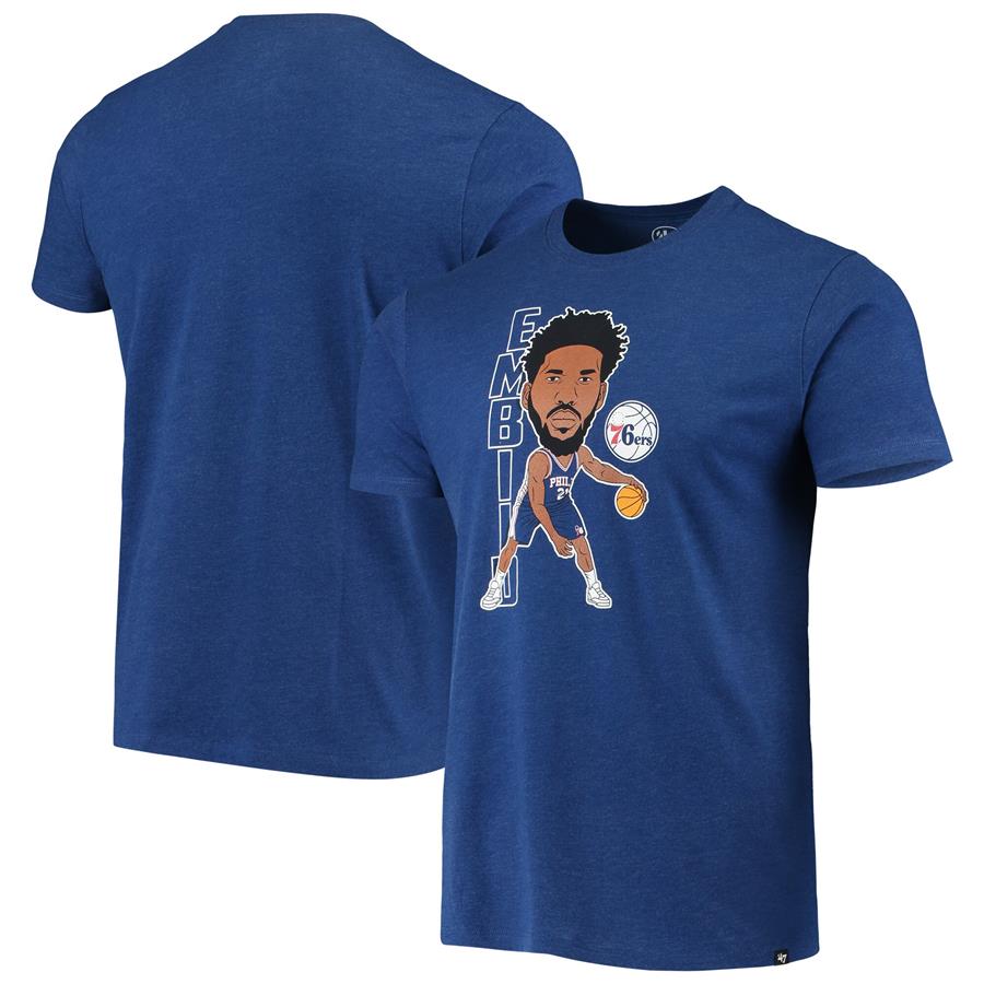 Joel Embiid Philadelphia 76ers '47 Bobblehead T-Shirt - Heathered Royal