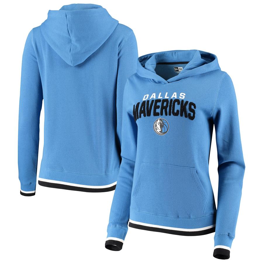 Dallas Mavericks New Era Women's Fleece Chenille Flocking Pullover Hoodie - Blue