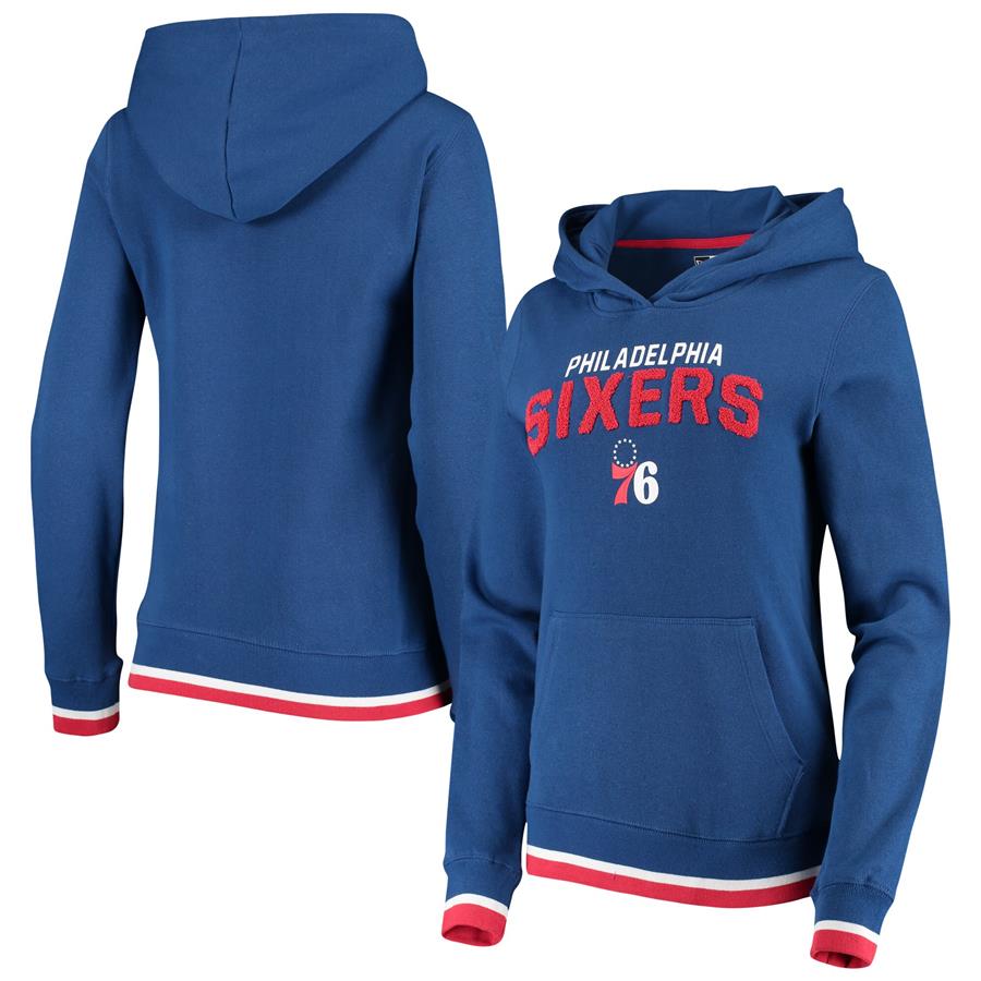 Philadelphia 76ers New Era Women's Fleece Chenille Flocking Pullover Hoodie - Royal