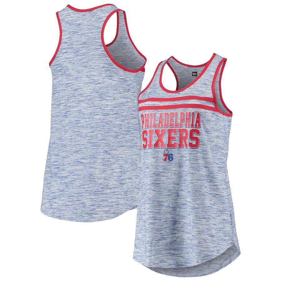 Philadelphia 76ers New Era Women's Team Space Dye Jersey Racerback Tank Top - Royal