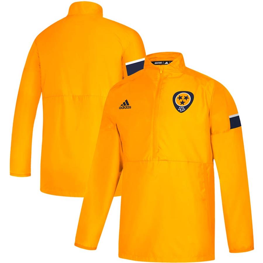 Nashville Predators adidas Game Mode Quarter-Zip Pullover Jacket - Gold