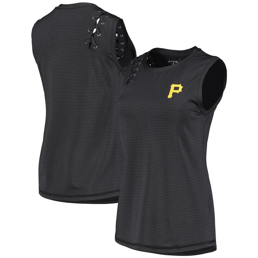 Pittsburgh Pirates Antigua Women's Swerve Tank Top - Heathered Black