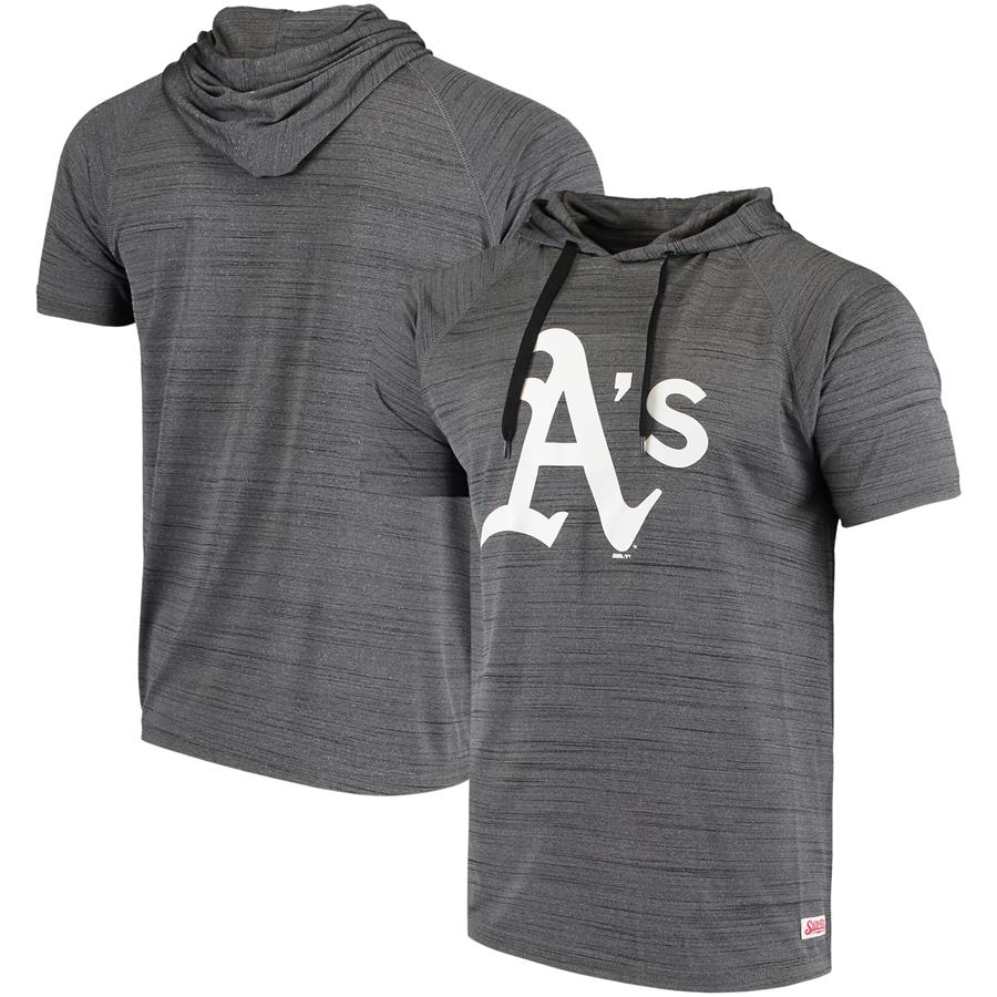 Oakland Athletics Stitches Raglan Short Sleeve Pullover Hoodie - Heather Black