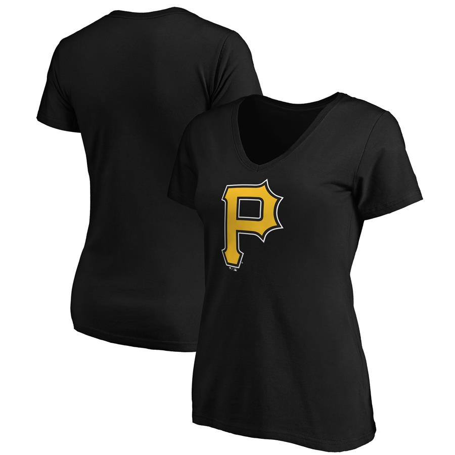 Pittsburgh Pirates Fanatics Branded Women's Core Official Logo V-Neck T-Shirt - Black
