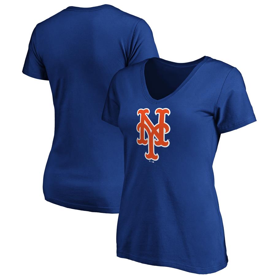 New York Mets Fanatics Branded Women's Core Official Logo V-Neck T-Shirt - Royal