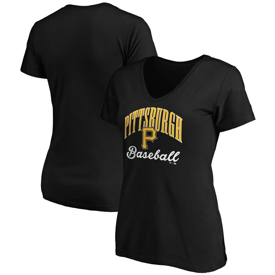 Pittsburgh Pirates Fanatics Branded Women's Victory Script V-Neck T-Shirt - Black