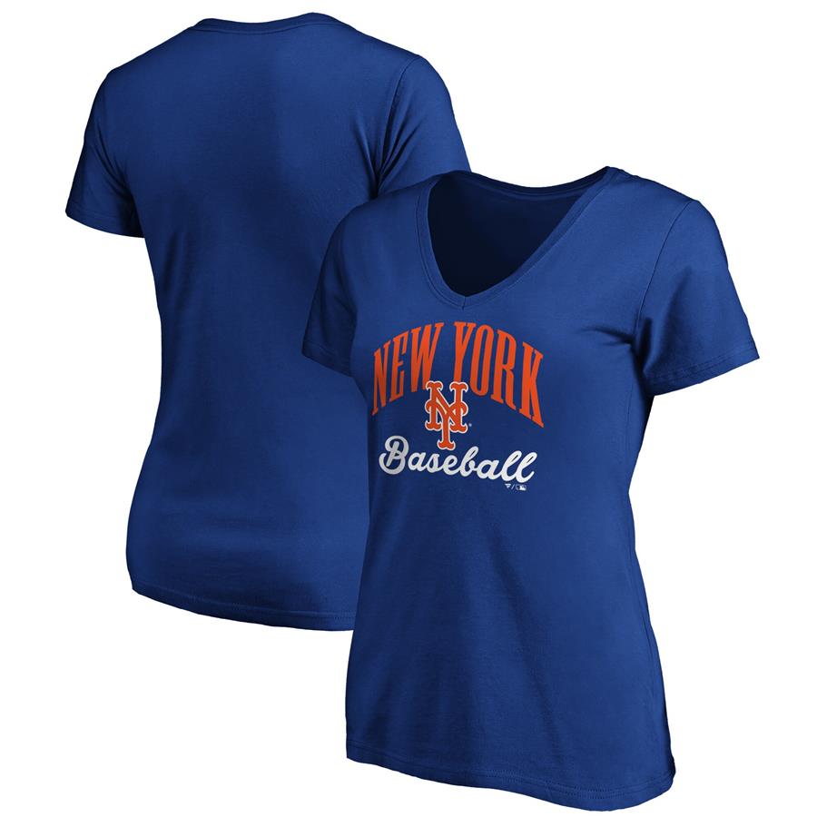 New York Mets Fanatics Branded Women's Victory Script V-Neck T-Shirt - Royal