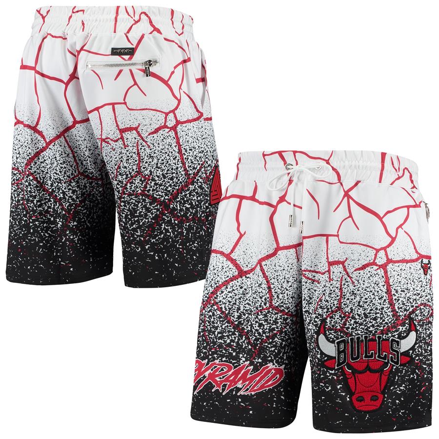 Chicago Bulls Pro Standard x Black Pyramid Chenille Patch Sublimated Shorts - White