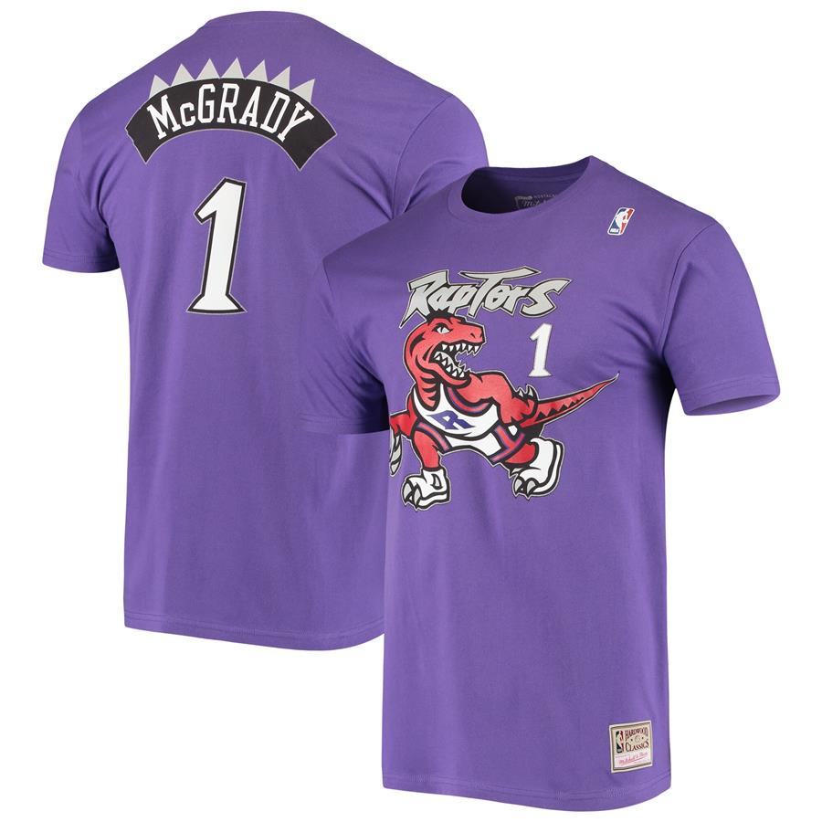 Tracy McGrady Toronto Raptors Mitchell & Ness Hardwood Classics Stitch Name & Number T-Shirt - Purple