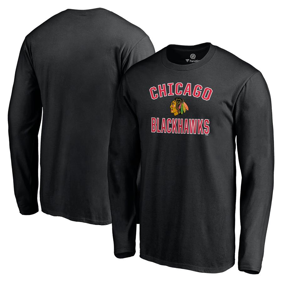 Chicago Blackhawks Fanatics Branded Team Victory Arch Long Sleeve T-Shirt - Black