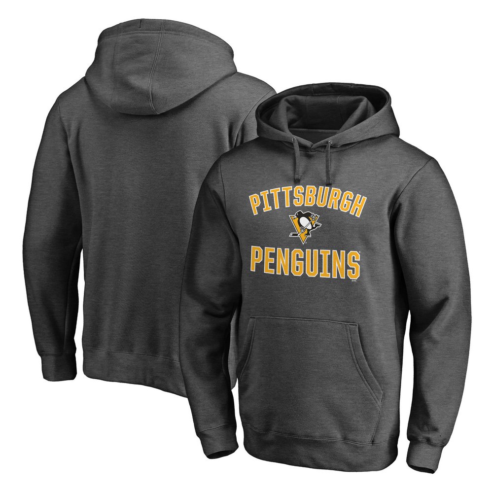 Pittsburgh Penguins Fanatics Branded Team Victory Arch Pullover Hoodie - Heathered Charcoal
