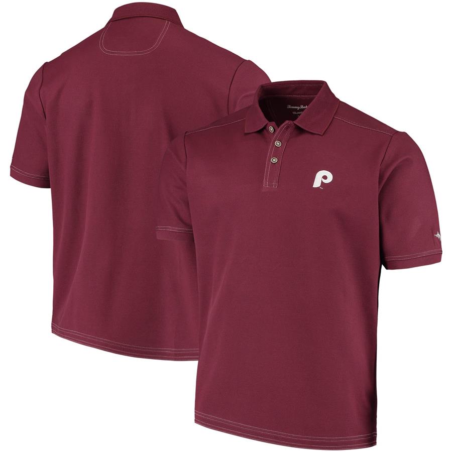 Philadelphia Phillies Tommy Bahama Cooperstown Collection Sport Emfielder 2.0 Polo - Burgundy