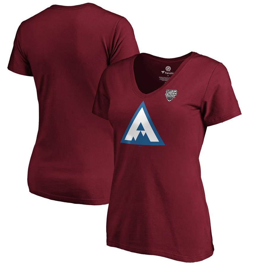 Colorado Avalanche Fanatics Branded Women's 2020 Stadium Series Airbase V-Neck T-Shirt - Burgundy