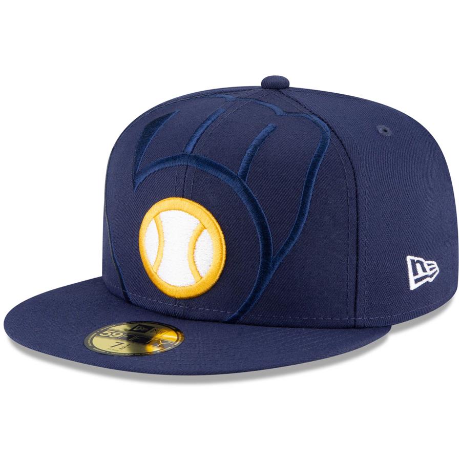 Milwaukee Brewers New Era 59FIFTY Logo Elements Fitted Hat - Navy