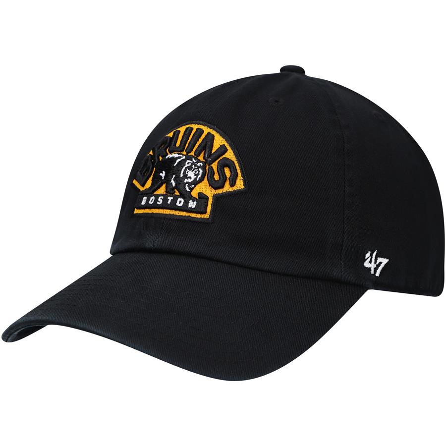 Boston Bruins '47 Alternate Logo Clean Up Adjustable Hat - Black
