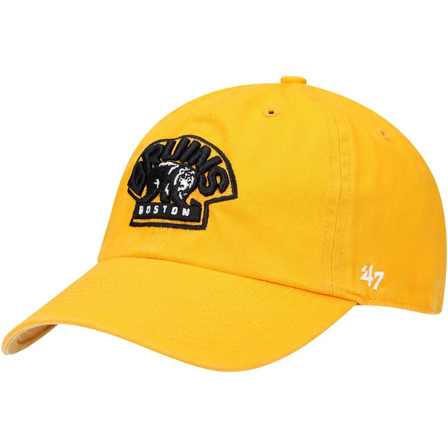 Boston Bruins '47 Alternate Logo Clean Up Adjustable Hat - Gold