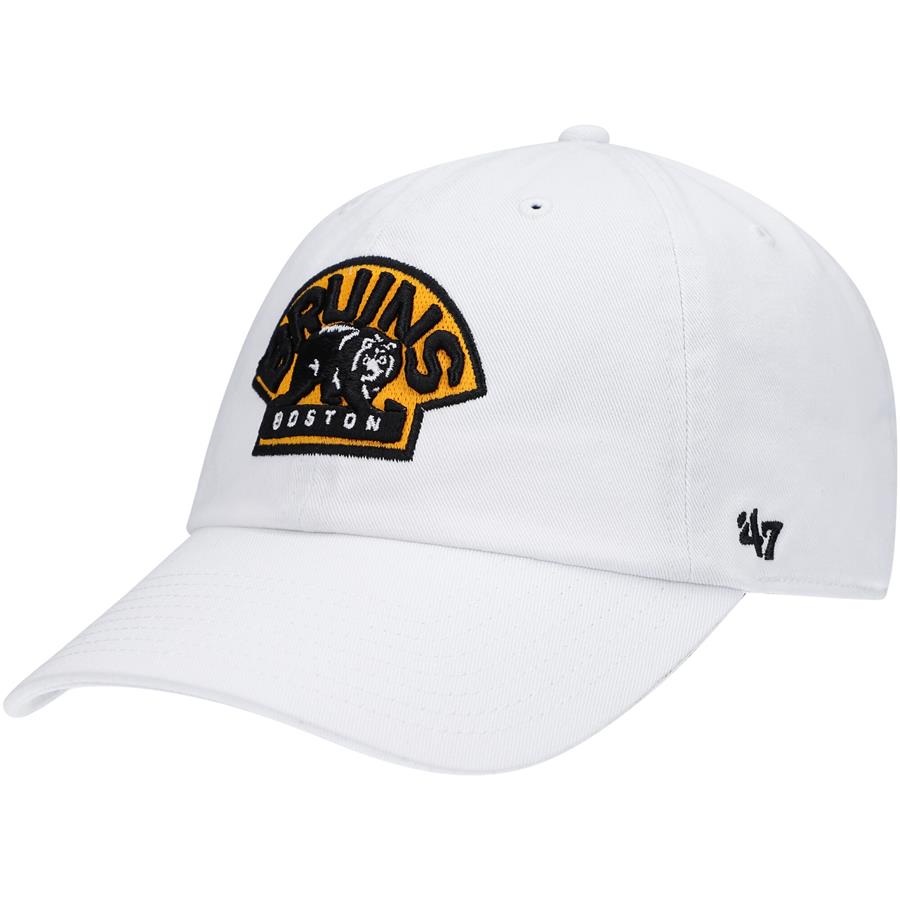 Boston Bruins '47 Alternate Logo Clean Up Adjustable Hat - White