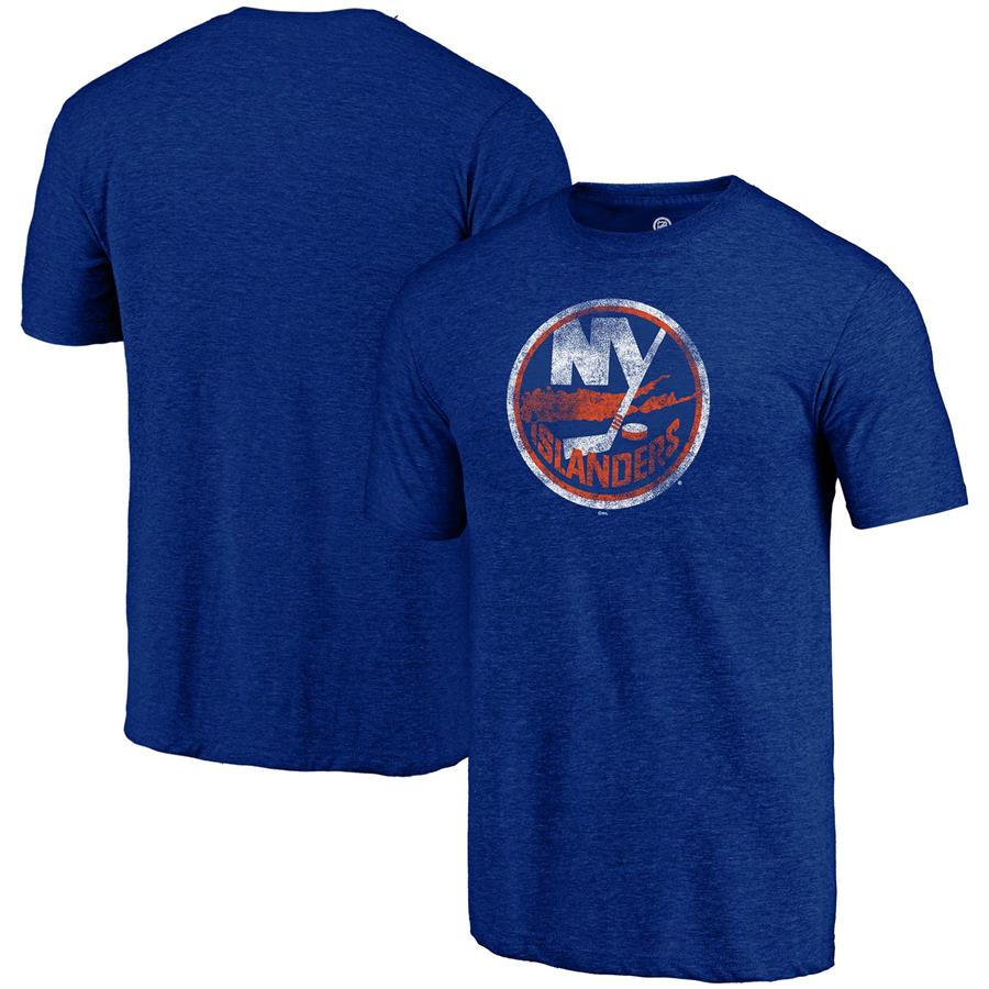 New York Islanders Fanatics Branded Primary Logo Tri-Blend T-Shirt - Heathered Royal
