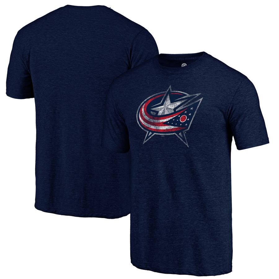Columbus Blue Jackets Fanatics Branded Primary Logo Tri-Blend T-Shirt - Heathered Navy