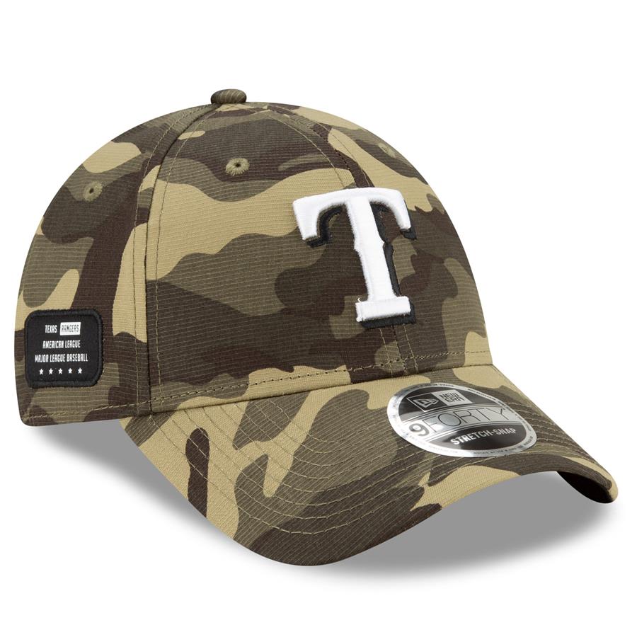 Texas Rangers New Era 2021 Armed Forces Day 9FORTY Adjustable Hat - Camo