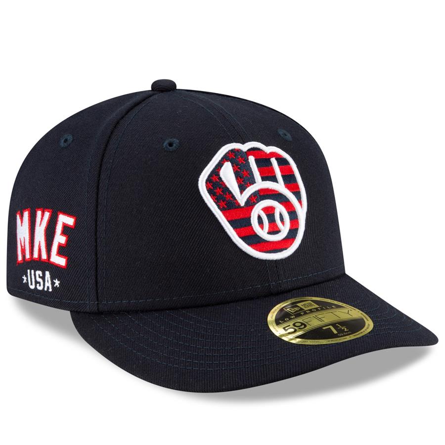 Milwaukee Brewers New Era 4th of July On-Field Low Profile 59FIFTY Fitted Hat - Navy