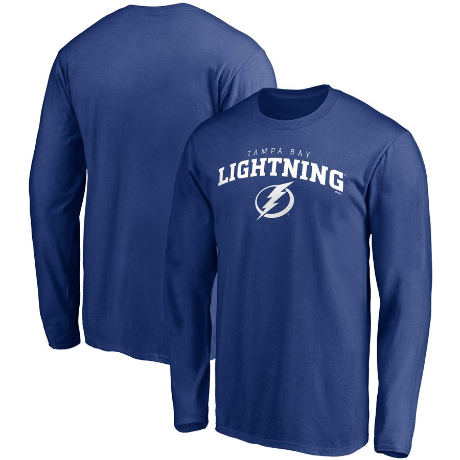 Tampa Bay Lightning Fanatics Branded Team Logo Lockup Long Sleeve T-Shirt - Blue