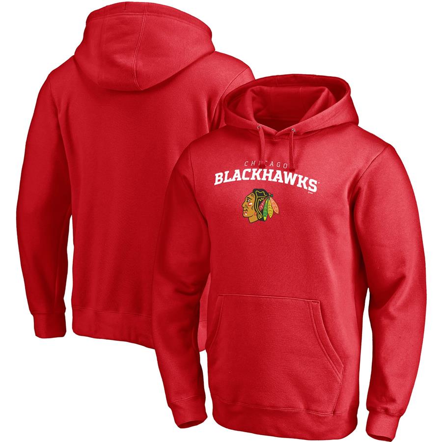 Chicago Blackhawks Fanatics Branded Team Lockup Pullover Hoodie - Red