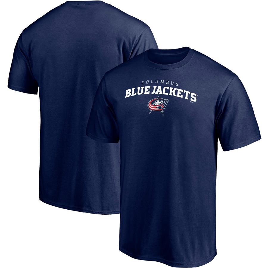 Columbus Blue Jackets Fanatics Branded Team Logo Lockup T-Shirt - Navy